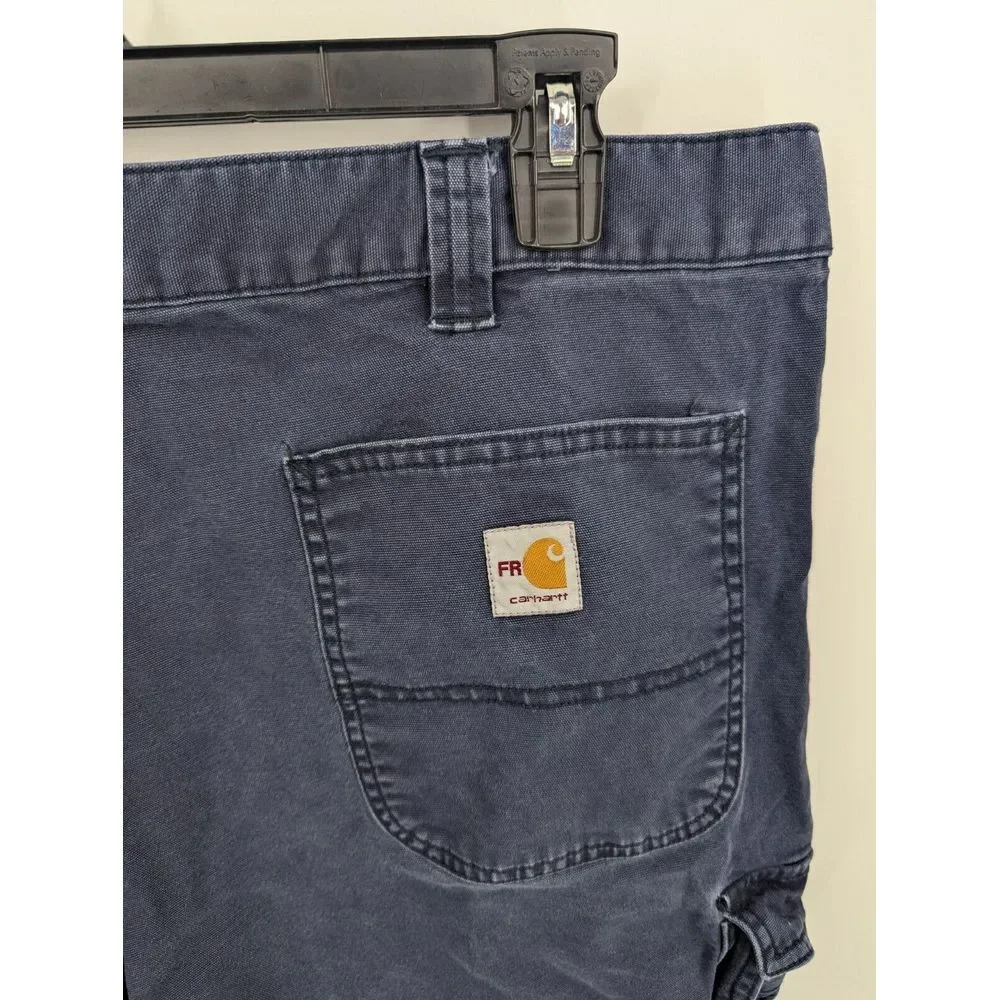 Carhartt FR Flame Resistant CAT 2 Pants 40x29 Navy Blue Canvas Workwear Pockets